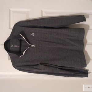 Rhoback Quarter Zip - Large - Black/Gray Heathered Herringbone